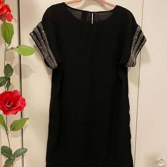🌷 Vero Moda 🌷 Black Sheer Sparkly Jewelled Shoulder & Sleeve Detail Tunic Dress - Picture 7 of 11